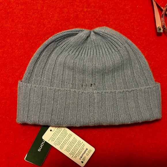 Unisex baby blue 100% lambswool ribbed tuque hat NWT - Picture 8 of 11
